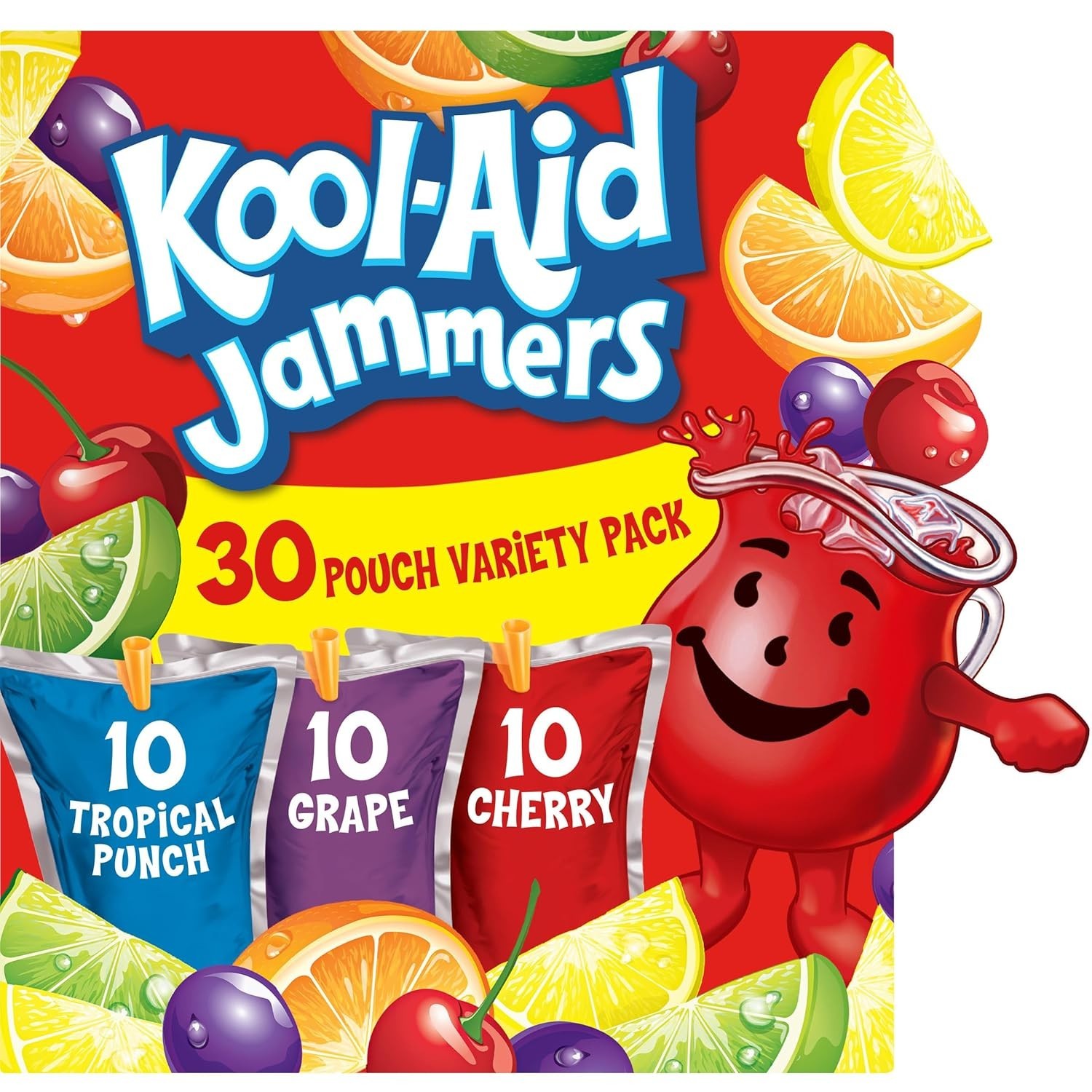 Tropical Punch, Grape & Cherry Jammers – 30 Pouches, 6 fl oz Each, Caffeine Free