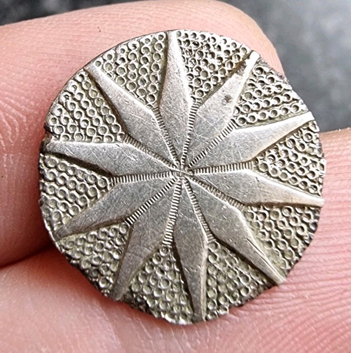 Georgian Button 10 Pointed Star Silver Plate 18th Century Detecting Find Antique