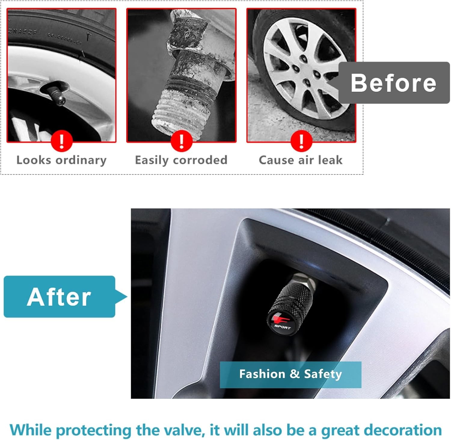 4pcs Tire Valve Stem Caps, Compatible with Lexus f Sport Series Stem Cap Univers