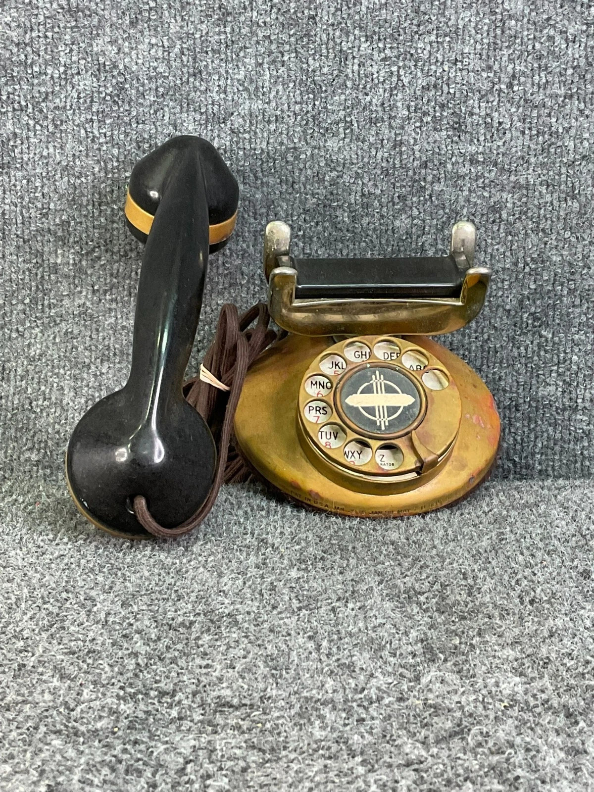 Antique Automatic Electric 1A Brass Dial Telephone Base Vintage Antique