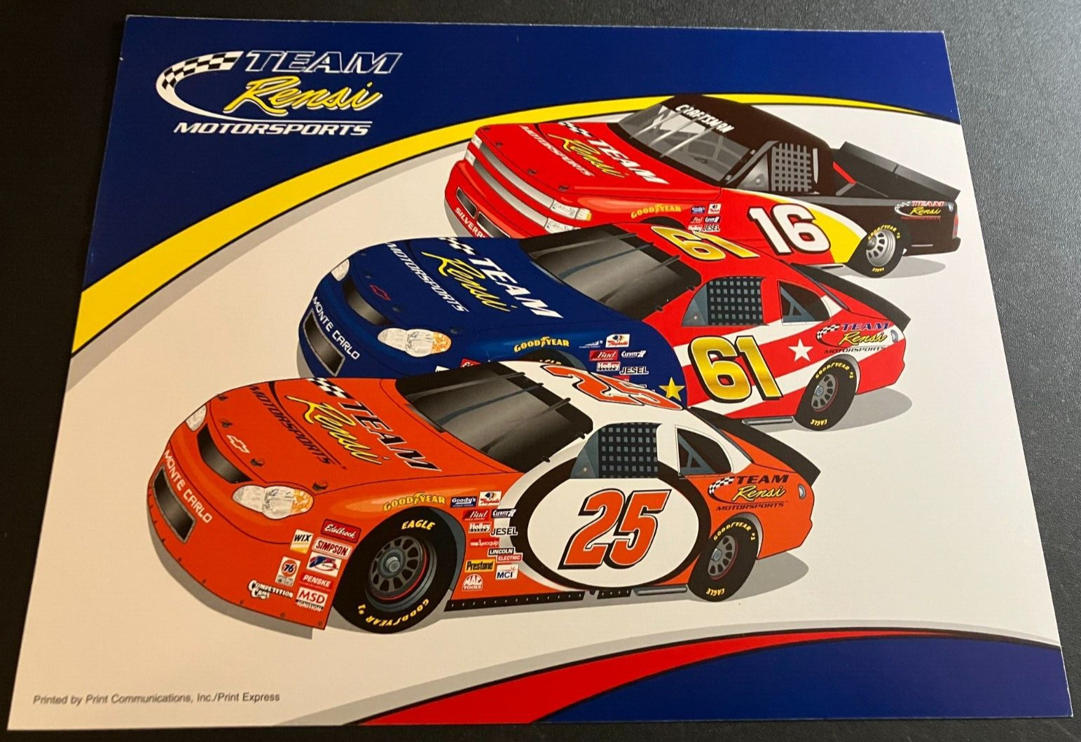 2001 Team Rensi / Kenny Wallace – NASCAR Cup & Craftsman Truck Hero Card Handout