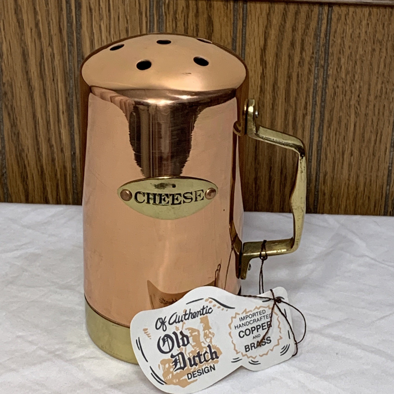 Old Dutch Solid Copper Brass Cheese Shaker 6.5” Nickel Lining Korea NEW
