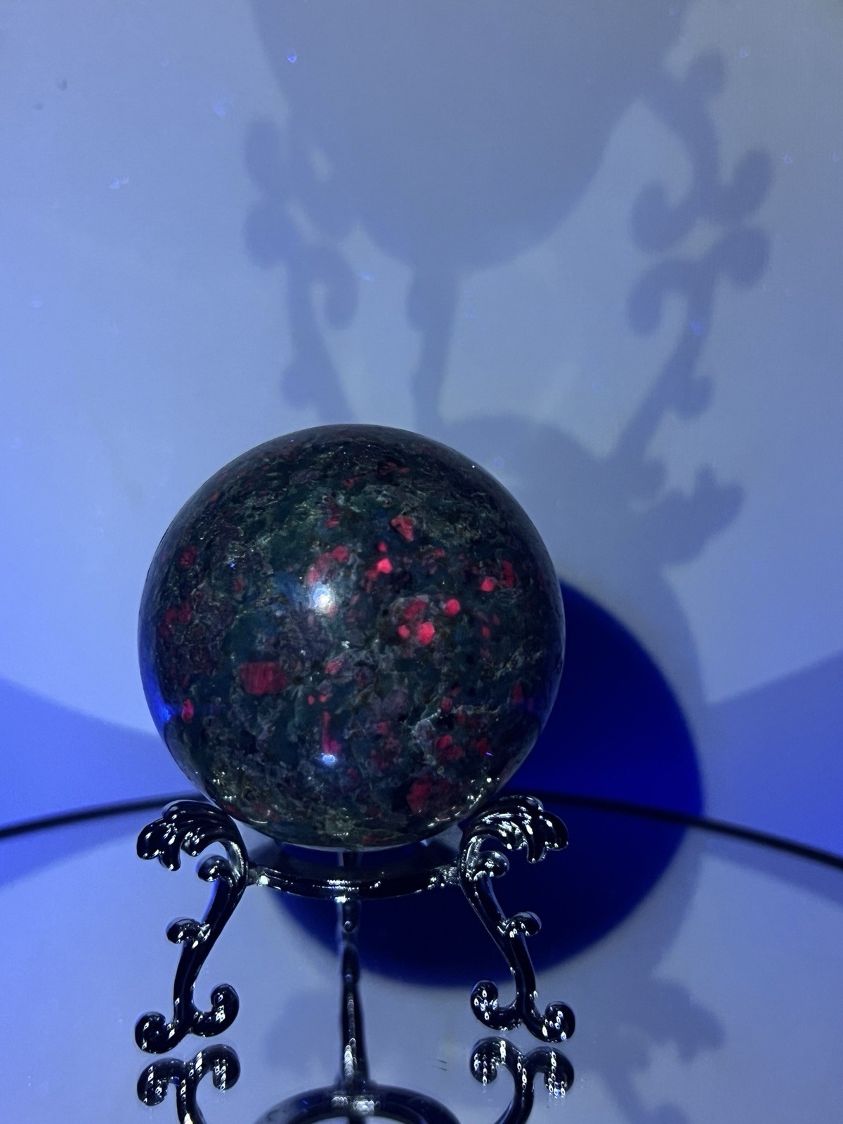 Ruby Fuschite UV Reactive Sphere w/holder – 54mm