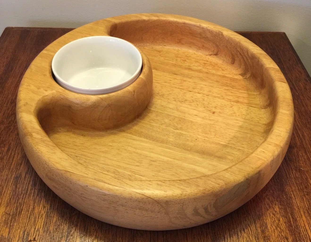Beechwood Chip/Dip Bowl Ceramic Insert 12″