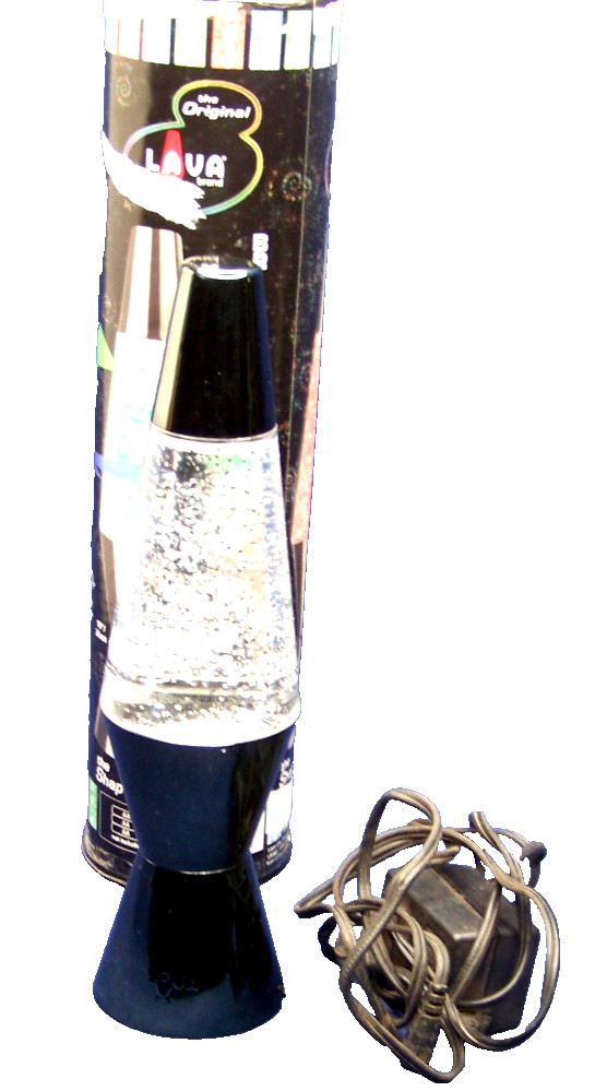 The Original Lava Brand Motion Lamp The Shape Of Cool Silver Glitter NOB