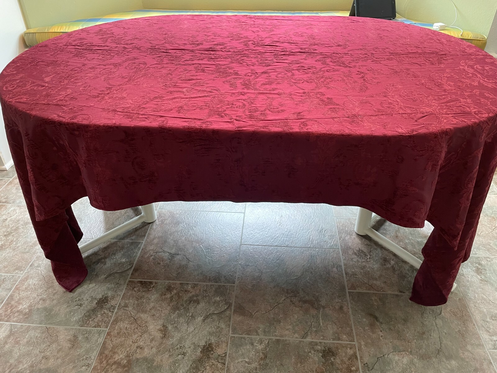 Rayon-Polyester-Cotton Blend MaroonTablecloth 105″X57″