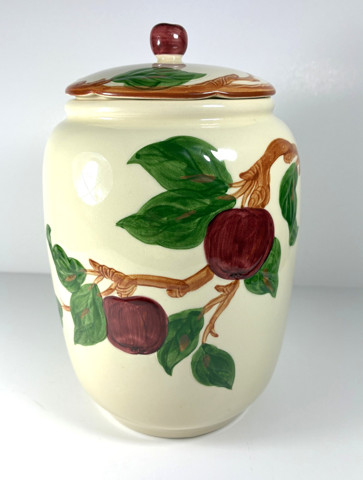 Franciscan Apple Cookie Jar with Lid Half Moon Mark 1949-1953 Never Used Mint