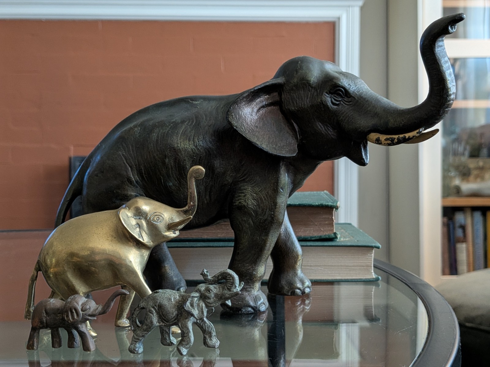 Vtg Elephant Statue Collection Brass & Metal Animal Art Safari Lot Boho Decor