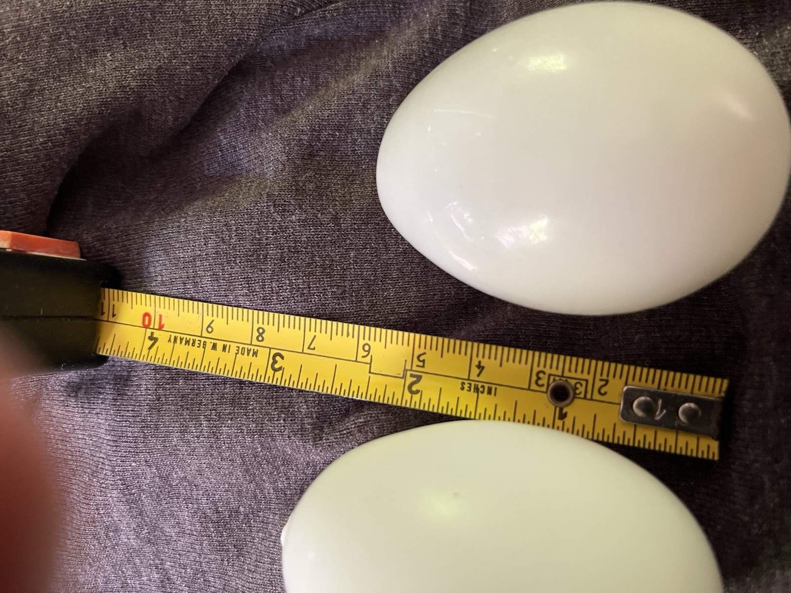 2.5″ Milk Glass Vintage Brooding Nesting Dummy Eggs Pair Hand Blown ……Chicken