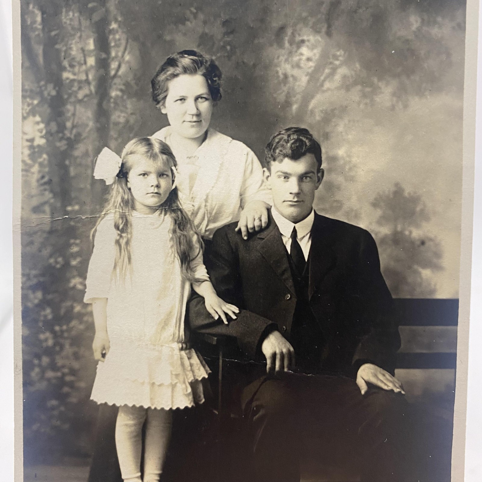 Antique C1910s Family Portrait RPPC Real Photo Postcard Wilson Studio Astoria OR