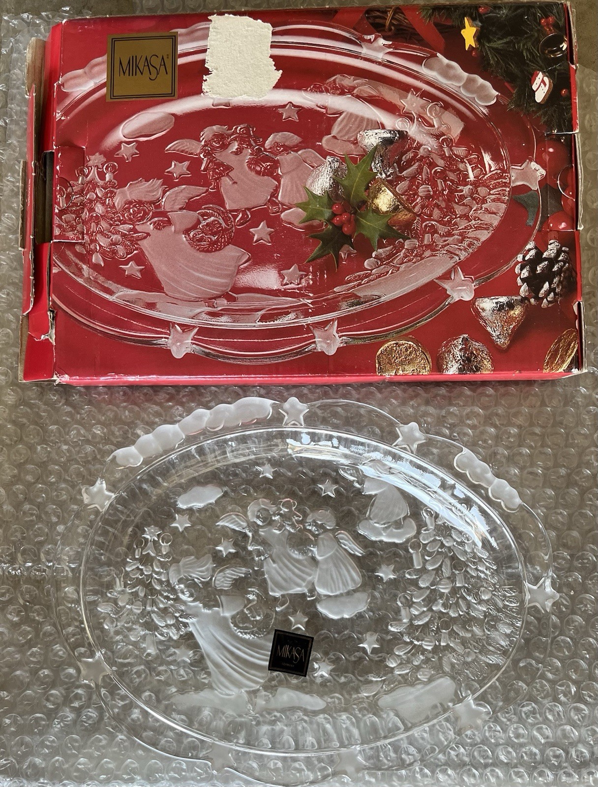 New Mikasa Holiday Lights Sweet Dish Angels 9.25″ x 7″ Made In Germany W/box