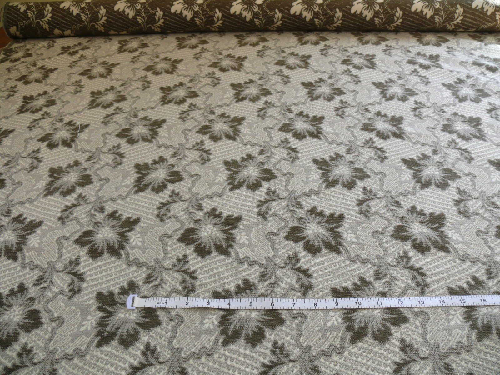 CLAREMONT DARK GREY SMOKE BROCADE CHENILLE VINE “CHARDIN CHENILLE”FLOWERS 3.6Y