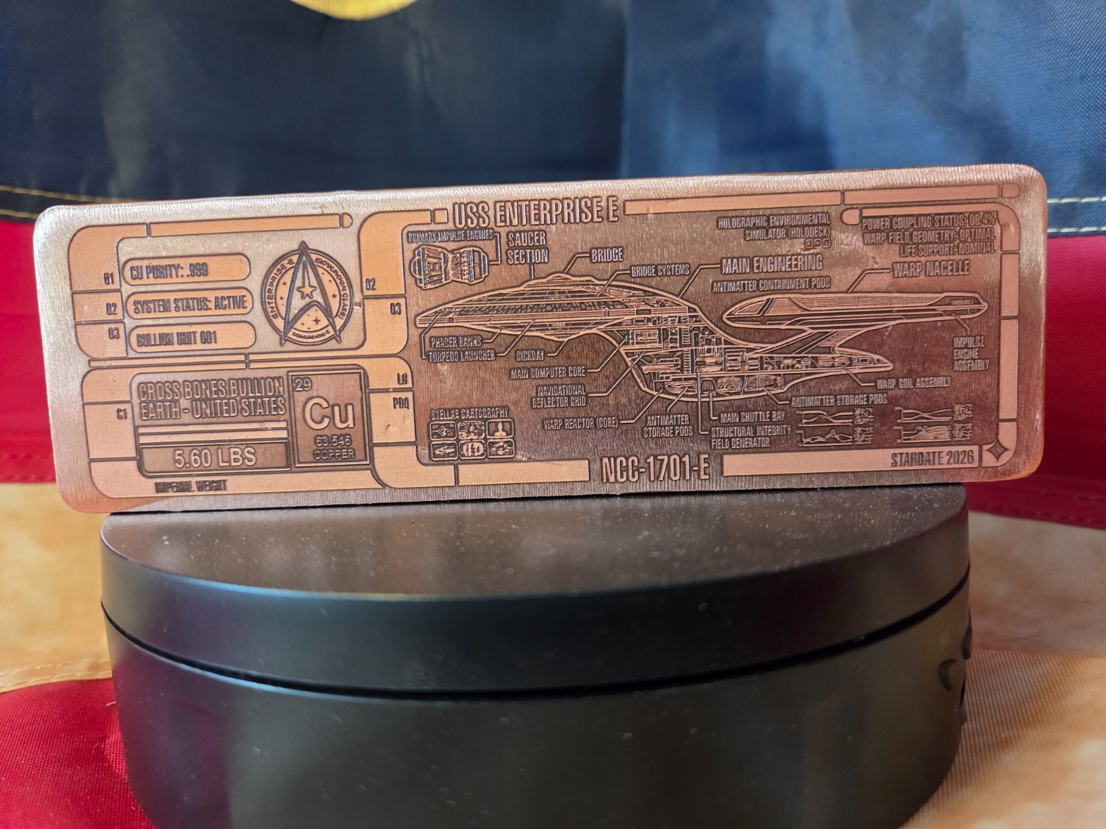 Hand Poured .999 Fine Copper Bullion Bar Art – 5.6 Lbs – *Cross Bones Bullion*
