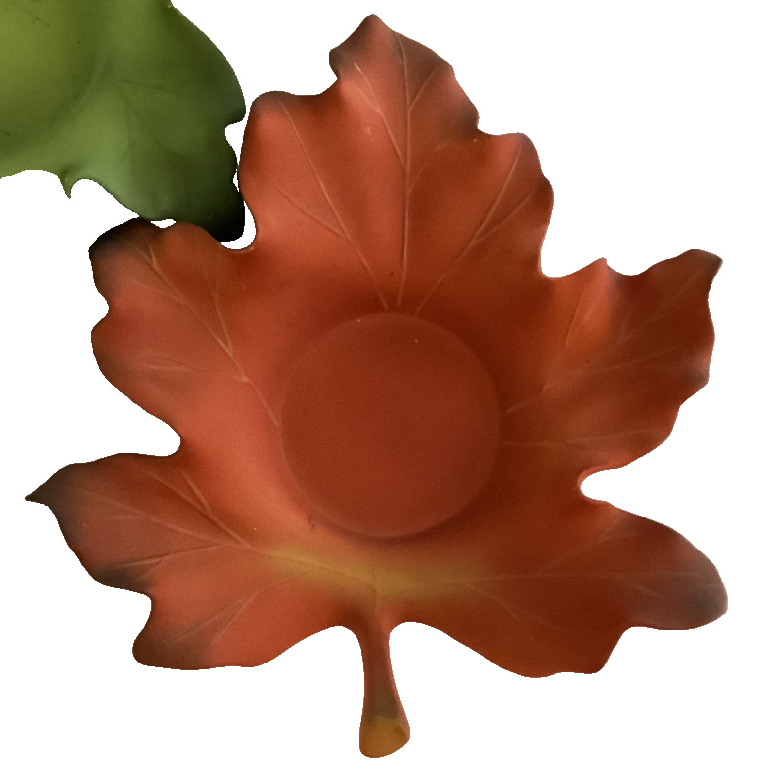 PARTYLITE FALL MAPLE LEAF CANDLE HOLDERS WITH VOTIVES PORCELAIN 7 INCH SET OF 2
