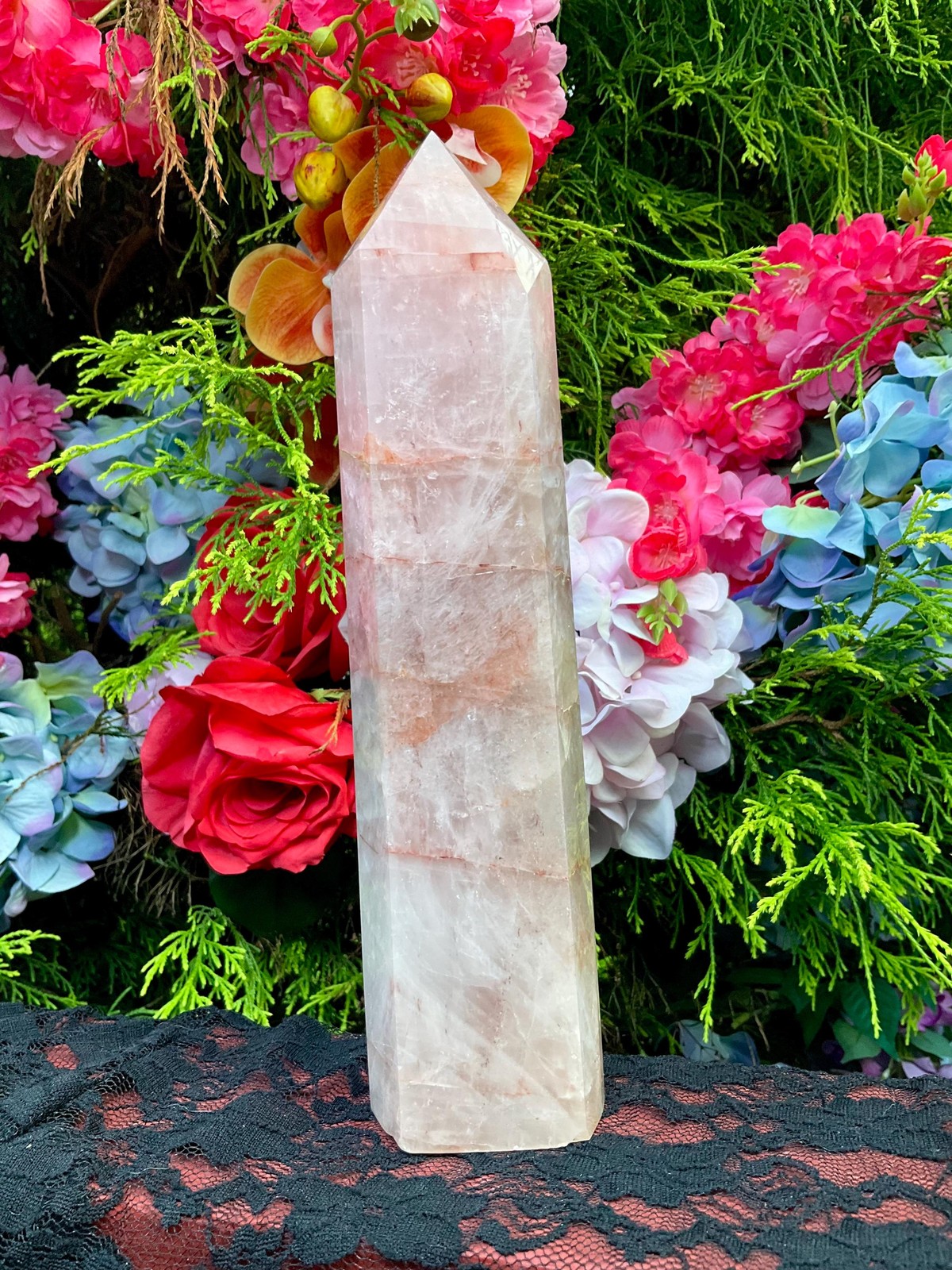 Red Phantom Quartz Crystal Generator ~ Large 2 Lb. 4 oz. ~ 9″ Tall ~ Kundalini