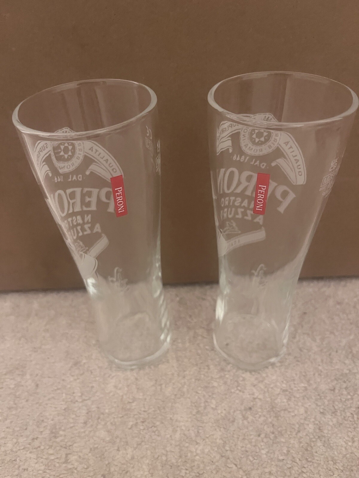 2 Peroni Half Pint Glasses Brand New Official 10oz
