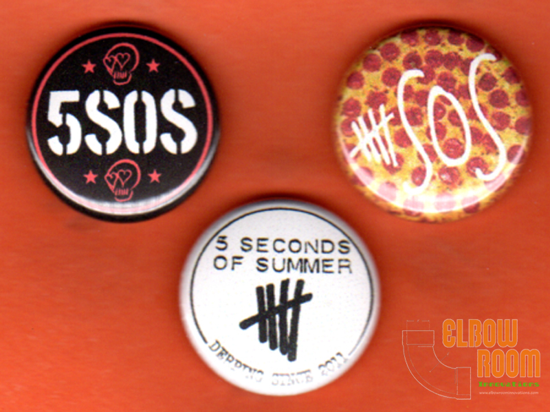 Set of three 1″ 5 Seconds of Summer pins buttons 5SOS five