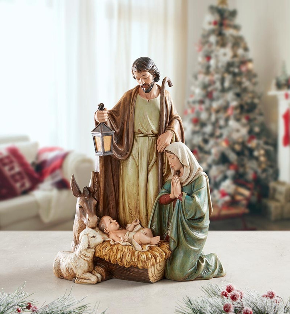 Nativity Sets, Lamb of God Nativity Statue 14-1/2″ High, Christmas Figurine Gift