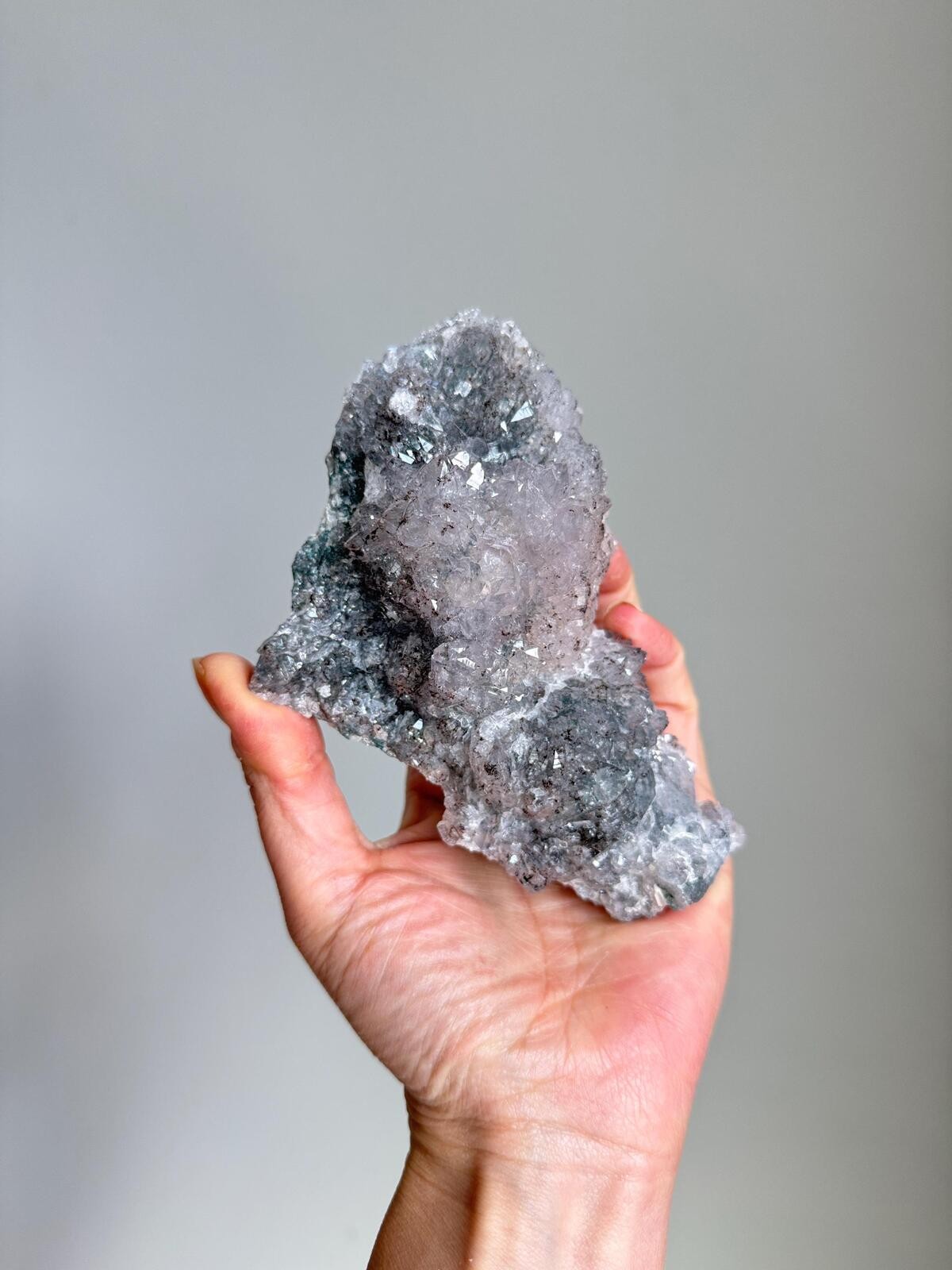Goethite Amethyst Flower Cluster Natural Gray Quartz Crystal from Brazil A10