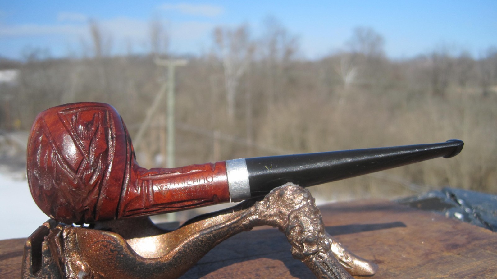 FOR REPAIR WDC Milano Lock Mount Carved Apple Smoking Estate Pipe 5.5″ L