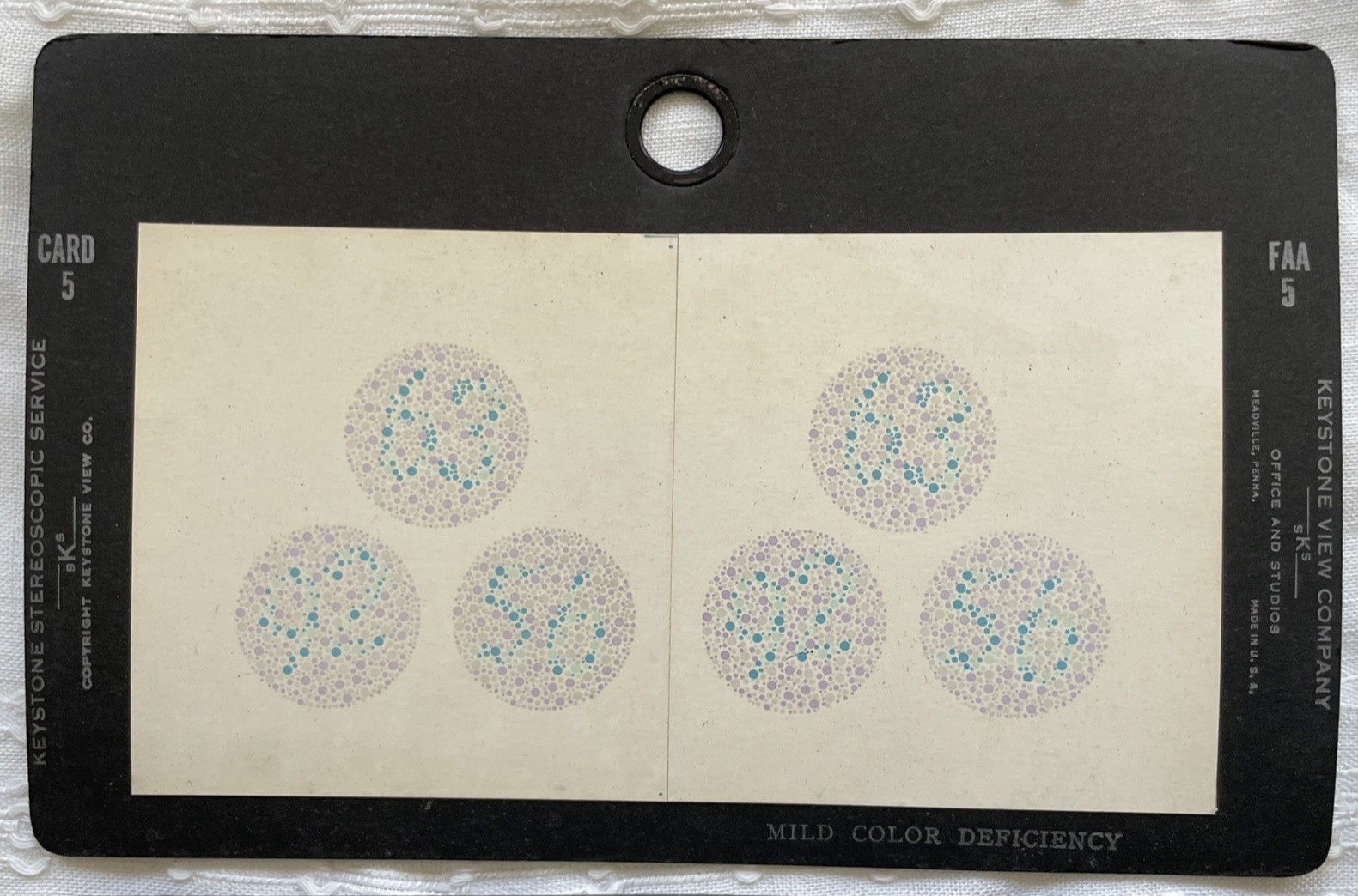 Keystone View Stereoscopic Vision Acuity Colorblindness Test Cards & Box 7 Cards