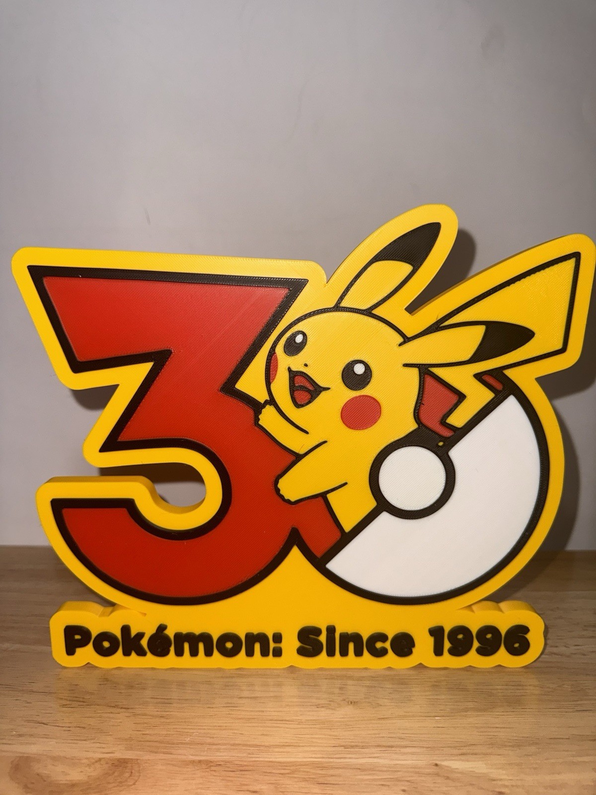 Pokemon 3D 30 Years Of Logo Sign Pickachu Large Wall Display Shelf Art