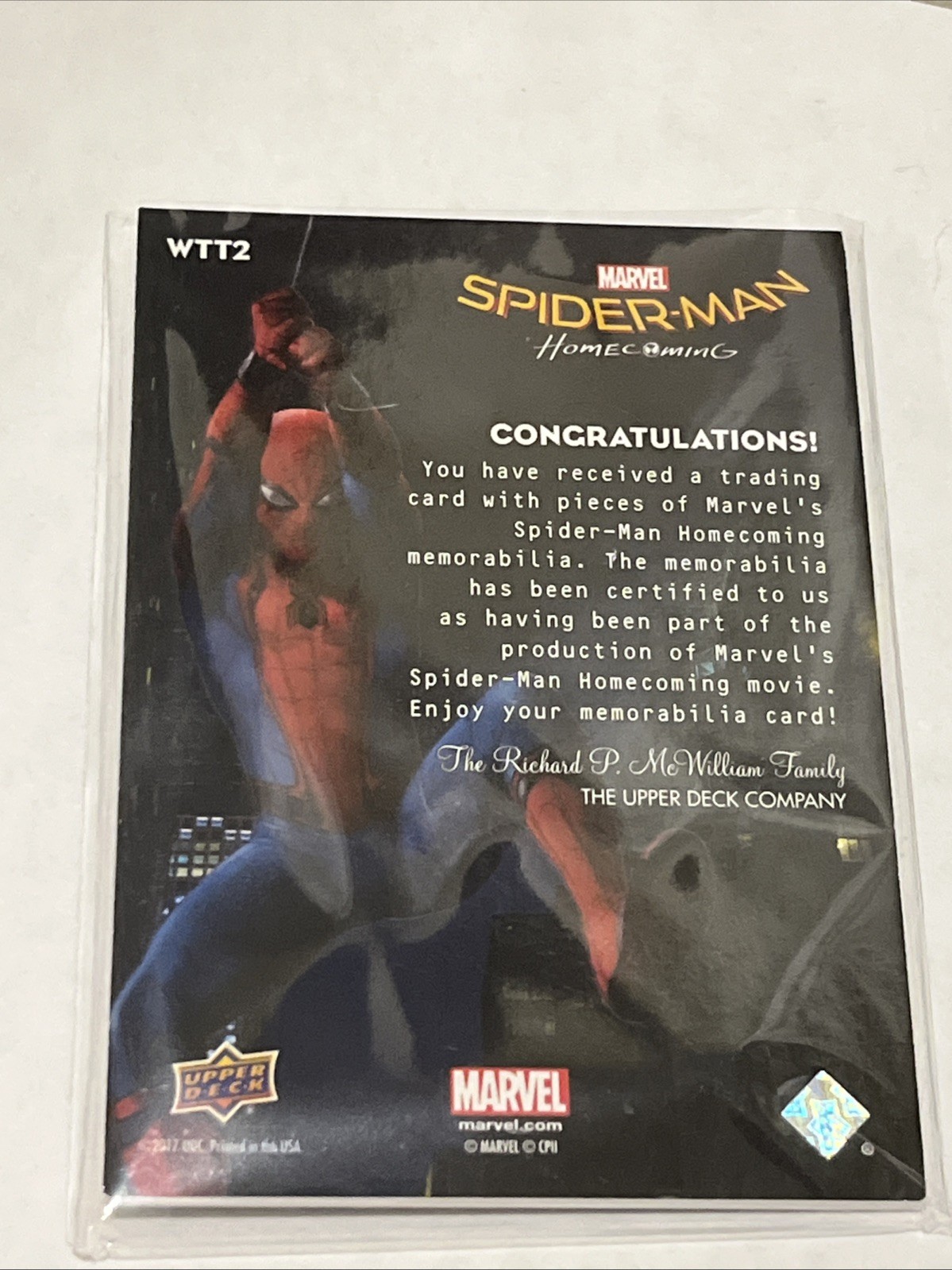 2017 Marvel Homecoming Webbed Threads Triple Memorabilia Spider-Man #WTT2