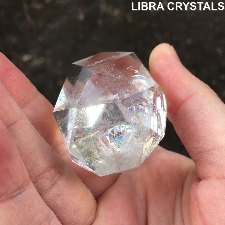 Faceted Clear Quartz Crystal Point Polished Gem Cut Quartz Freeform Generator