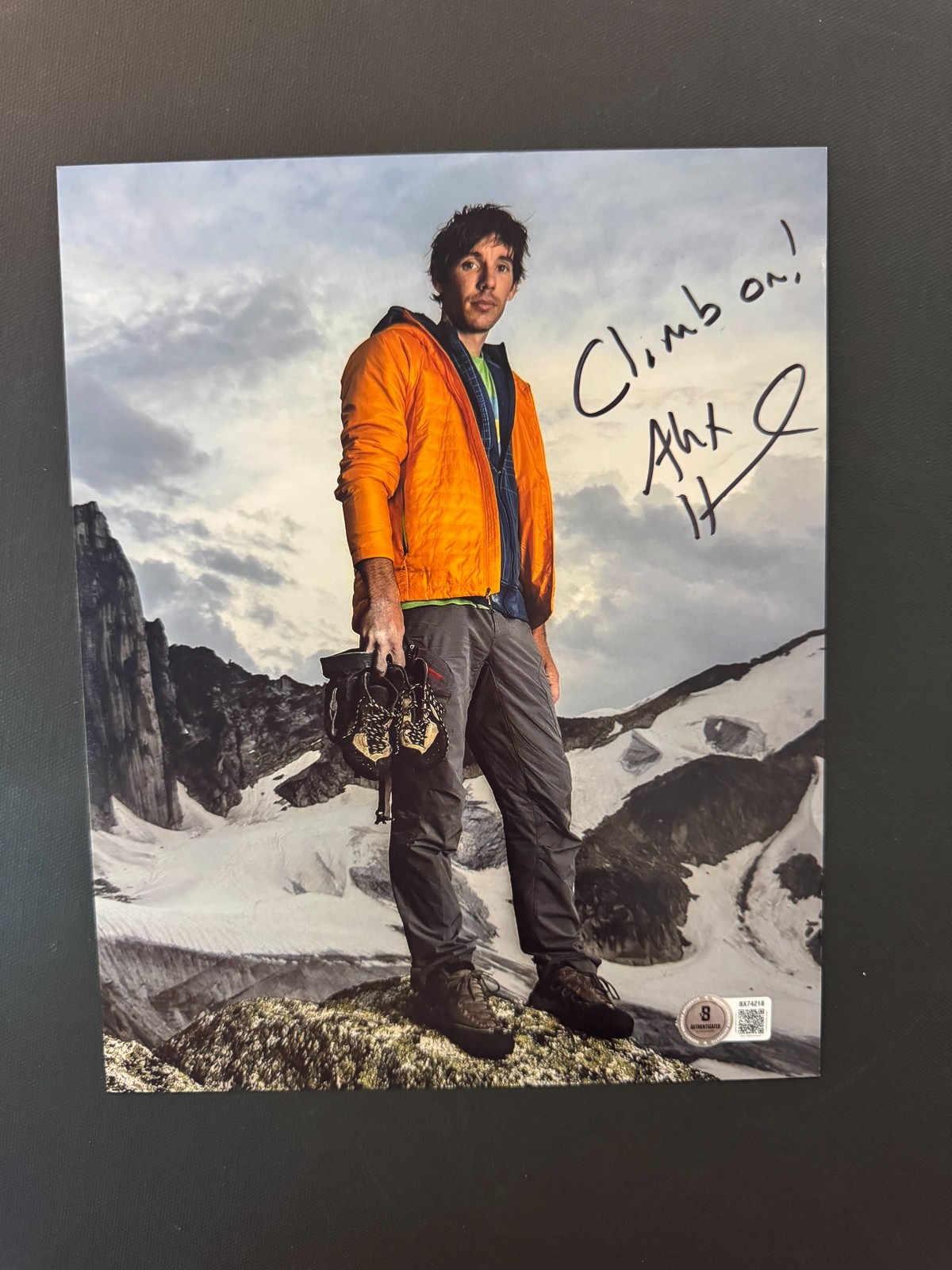 Alex Honnold Rare autographed signed rock climb Free Solo photo Beckett BAS coa
