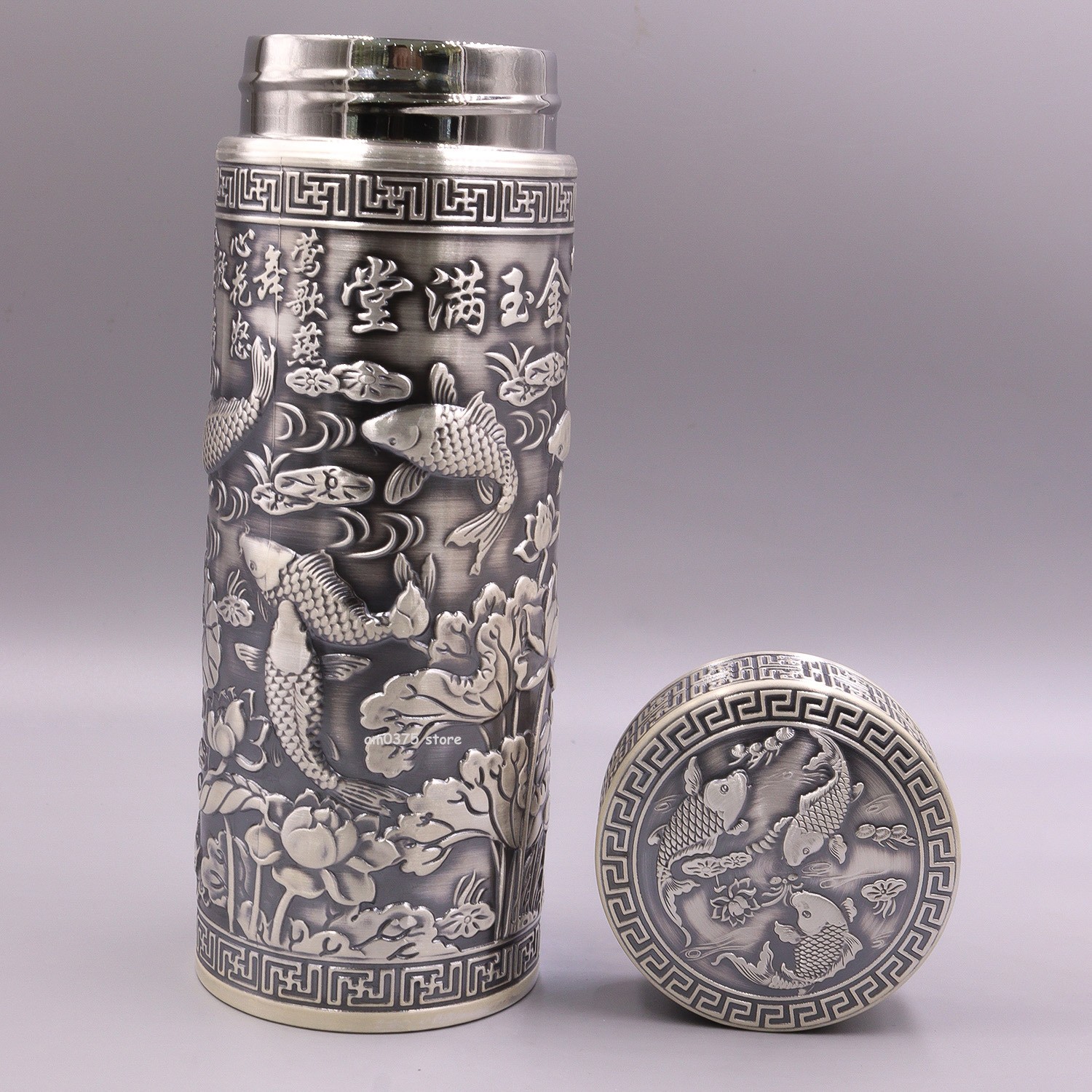 Fine Silver Pure 999 Vacuum Tea Cup Insulated Water Bottle Lotus Leaf Cup 300ML