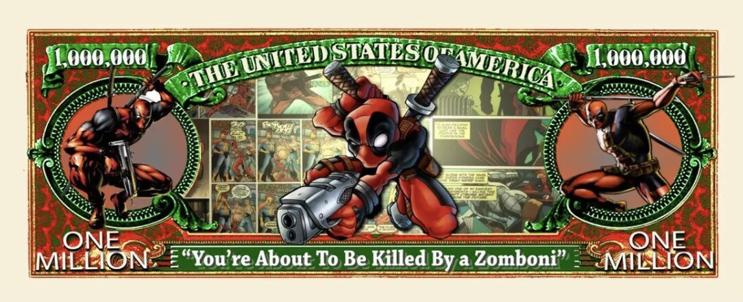 100 Pack Deadpool Comic Collectible 1 Million Dollar Bills Novelty Marvel Money