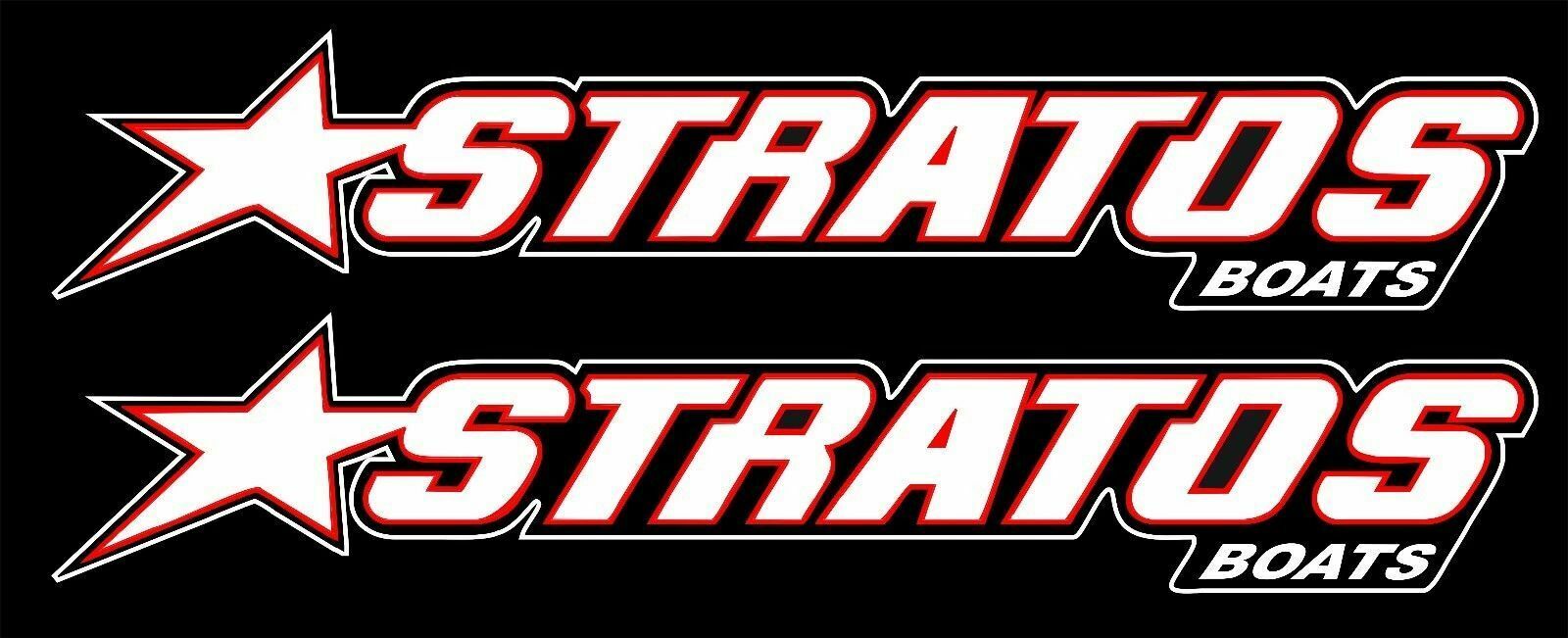 2 – 7.5″ x 1.5″ Vinyl Graphic Stratos Boat Decal Sticker Signs for Bass fishing