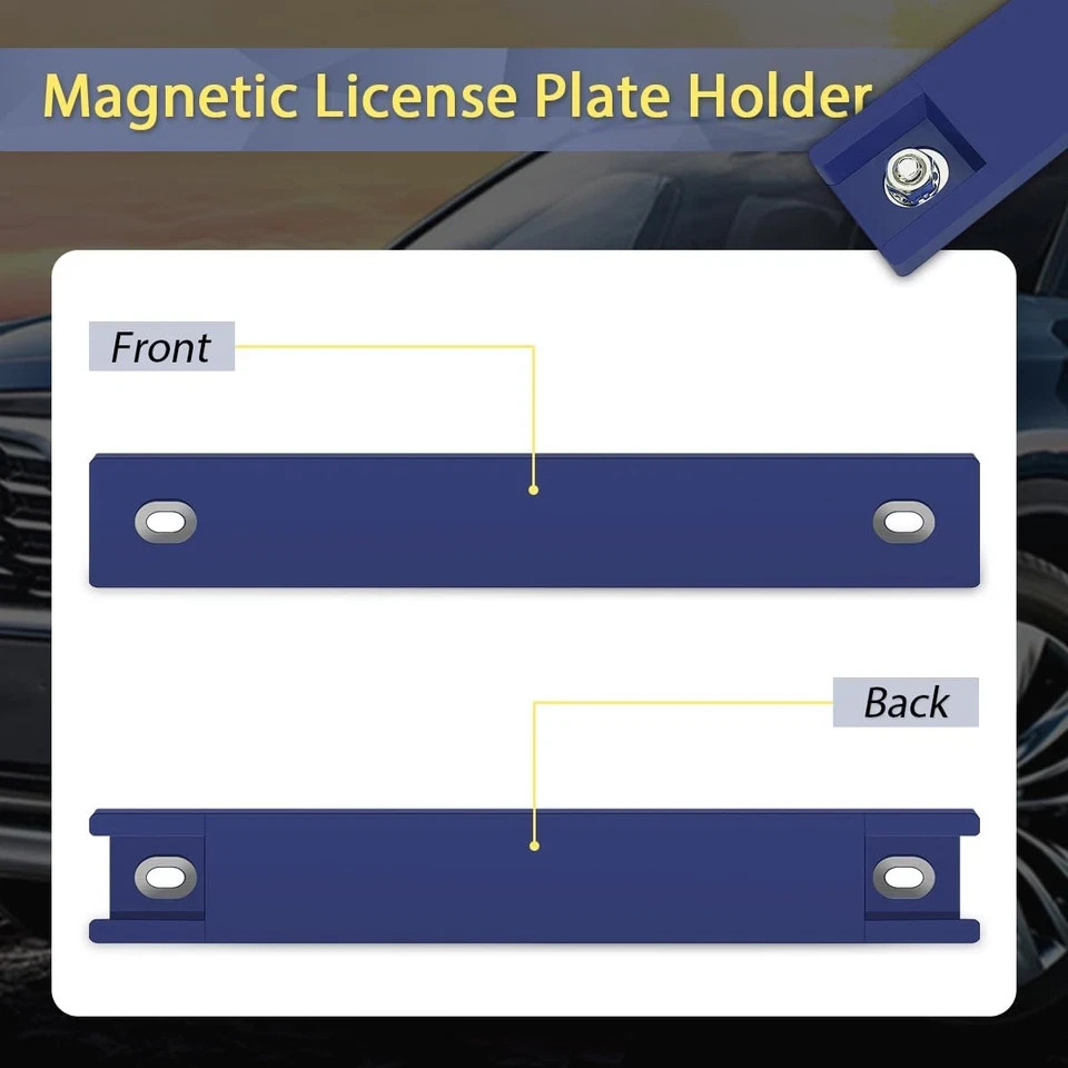 Magnetic License Plate Holder, 2 Pack Rubber Coated Protection Dealer Test Drivi
