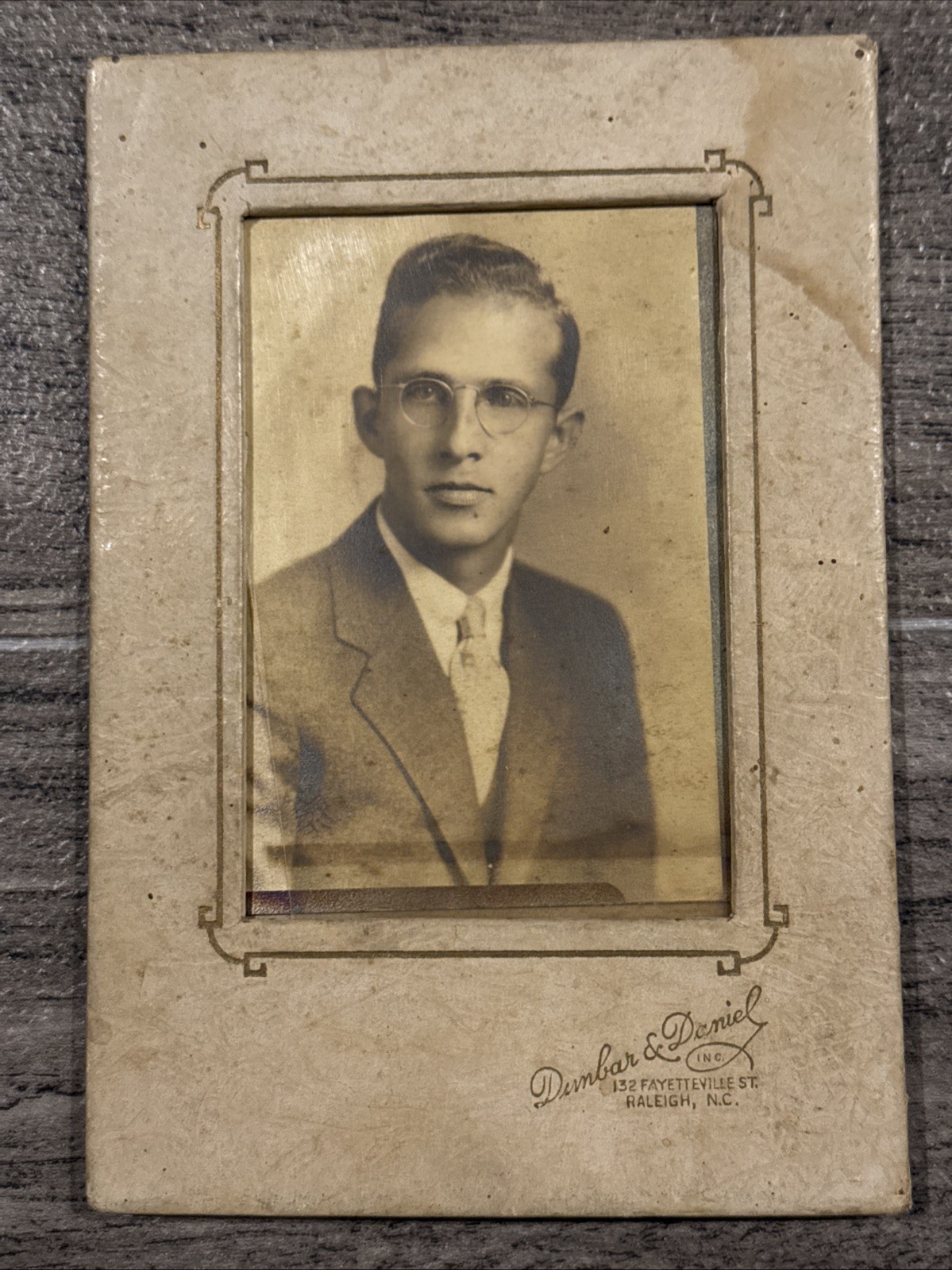 Antique 1910s Portrait Photo Handsome Young Man Raleigh NC Dinsmore & Daniels