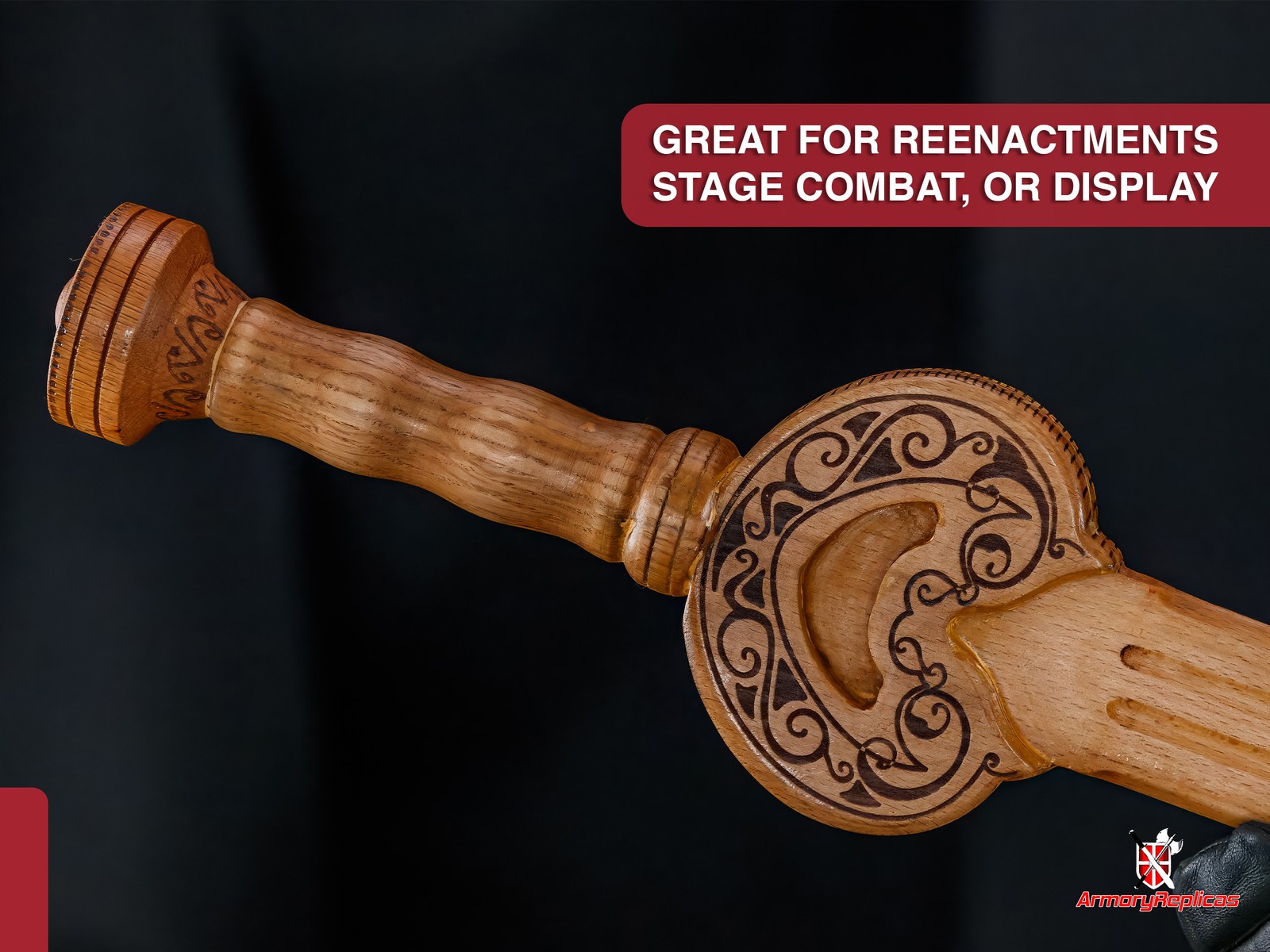 Medieval Wooden Training Sword Practice Longsword Cosplay Stage Combat Replica