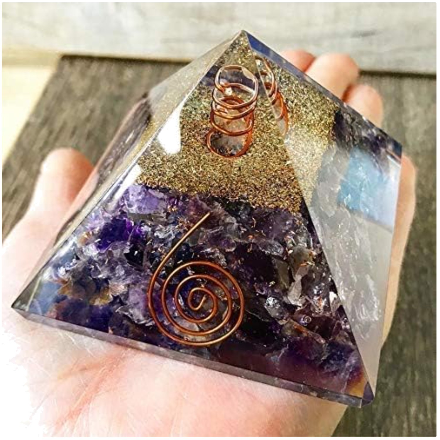 Amethyst Orgonite Pyramid – EMF Shielding & Positivity