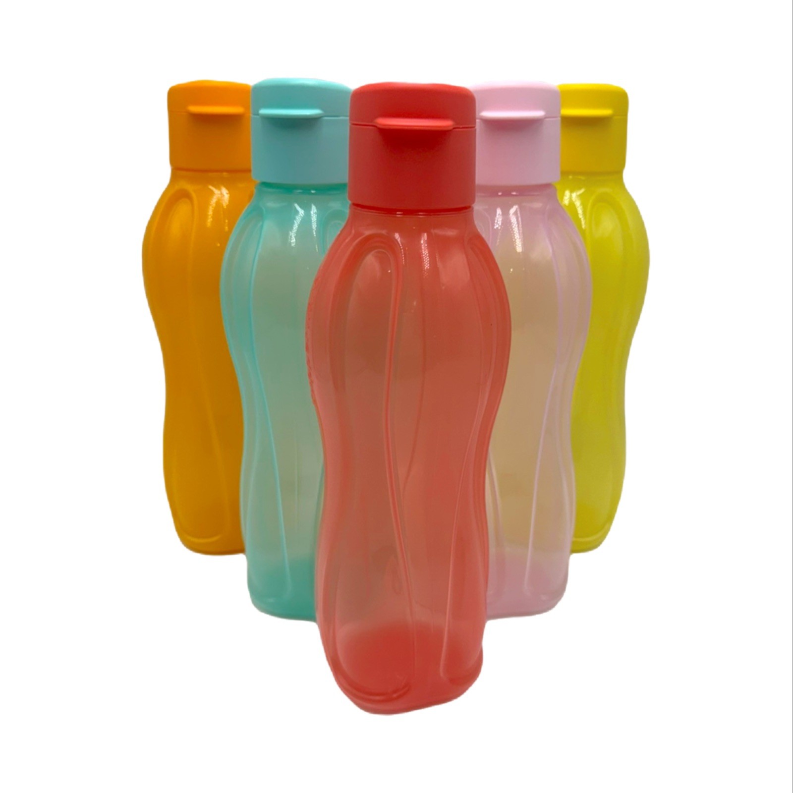 Tupperware Eco Water Bottles 500 ML/ 17 oz. Flip Top New Set Of 5 Small