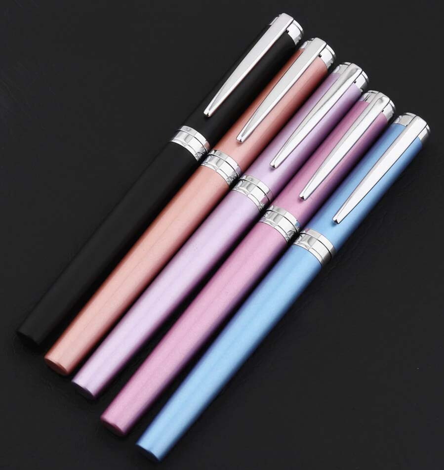 Baoer 005 Metal Fountain Pen & Converter, Fine Nib, 5 Color Options
