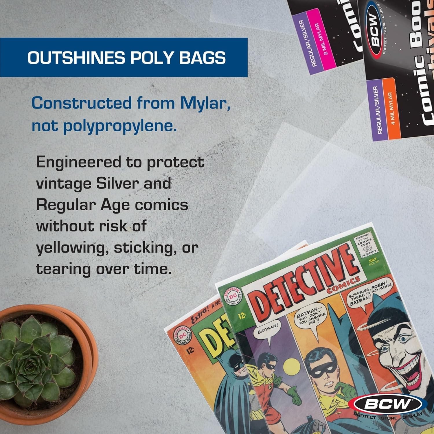 50 – BCW Archivals Regular / Silver 2-Mil Mylar Comic Book Bags & Board Set