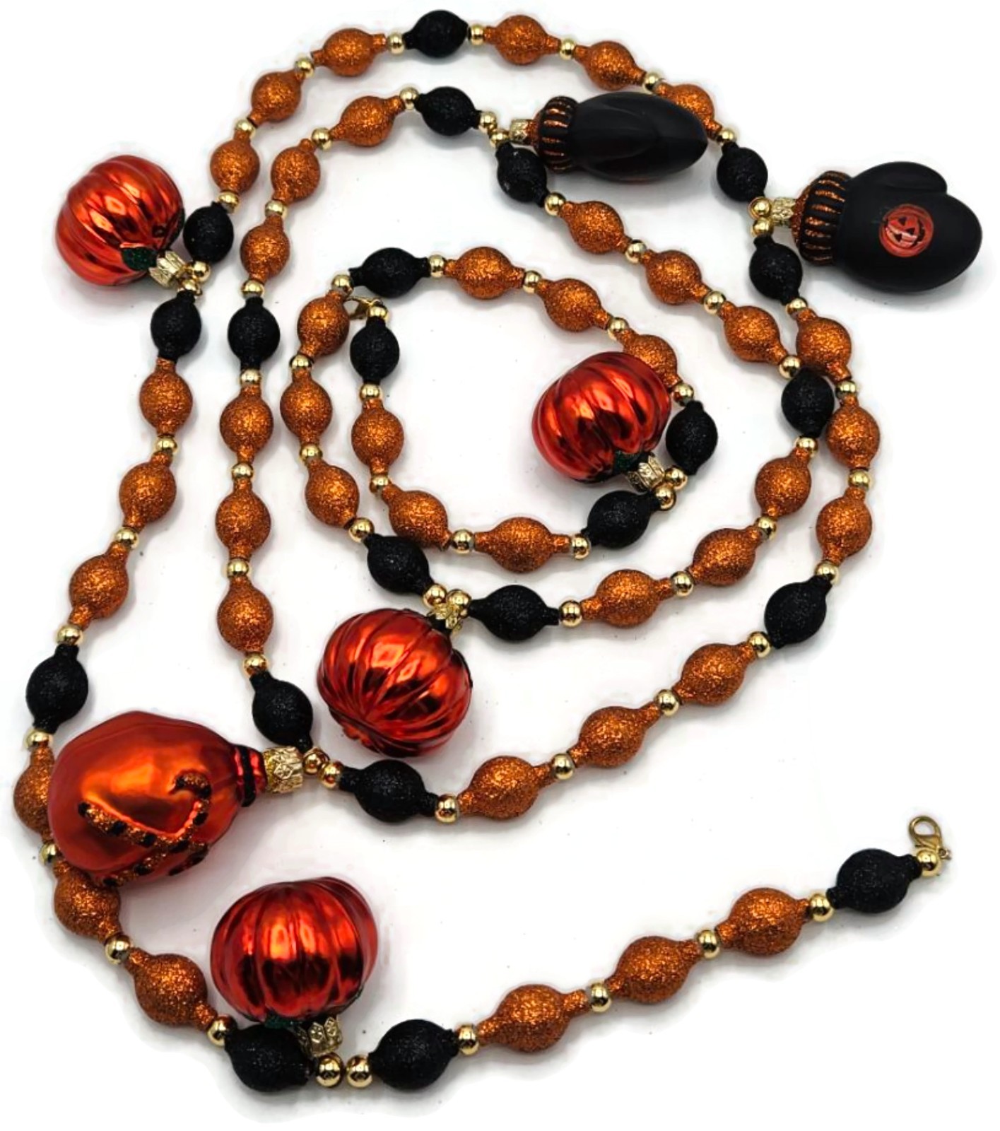 Patricia Breen Halloween Garland Pumpkins Mittens Glass Glitter OOAK 2000CO