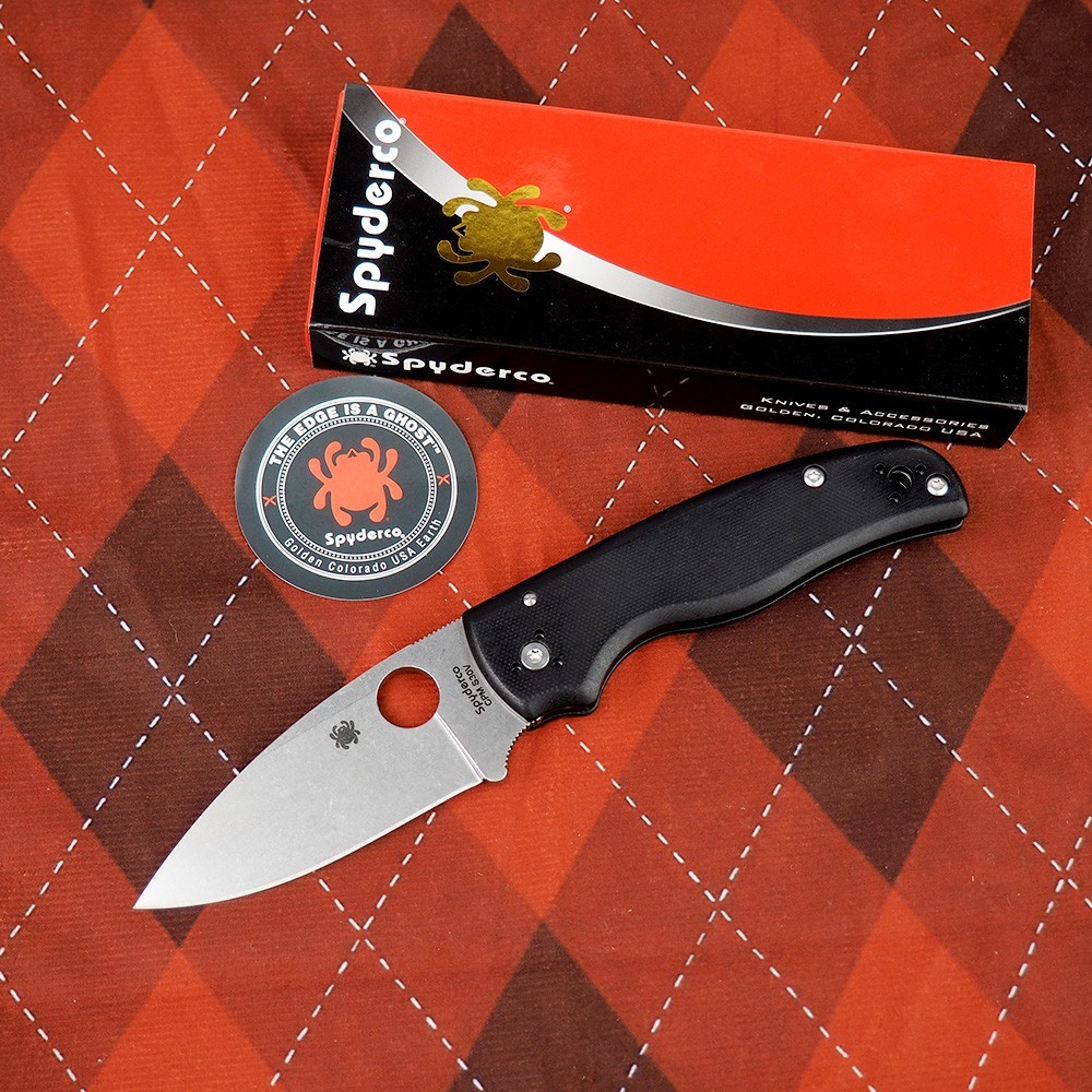 Spyderco Shaman Compression Lock Knife Black G-10 (3.58″ Satin) C229GP