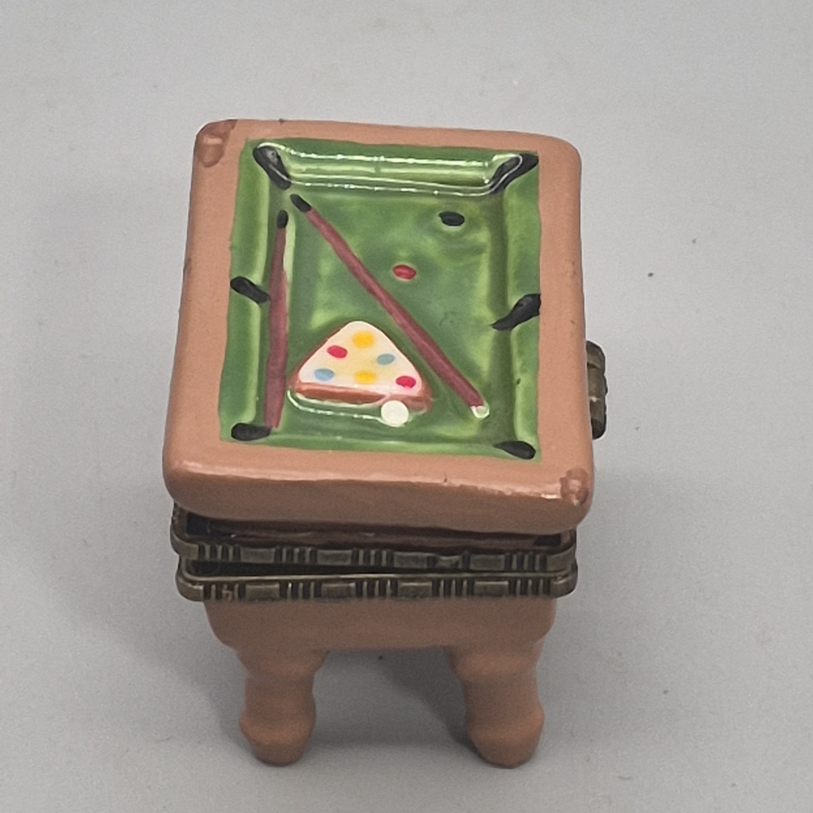 Porcelain Hinged Box PHB Billiards Pool Table Snooker Collectible Trinket Box
