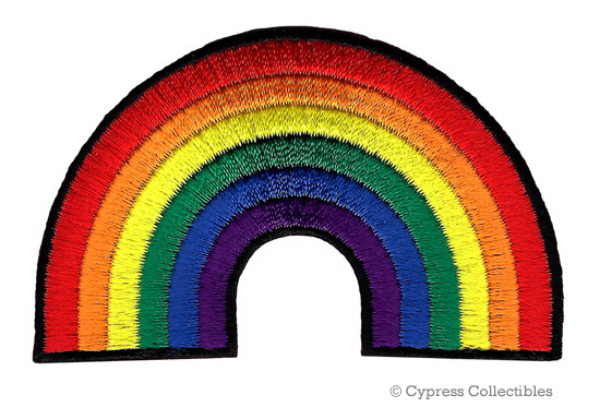 RAINBOW IRON-ON PATCH embroidered COLORFUL LGBTQ+ GAY PRIDE RIGHTS CRAFTS EMBLEM