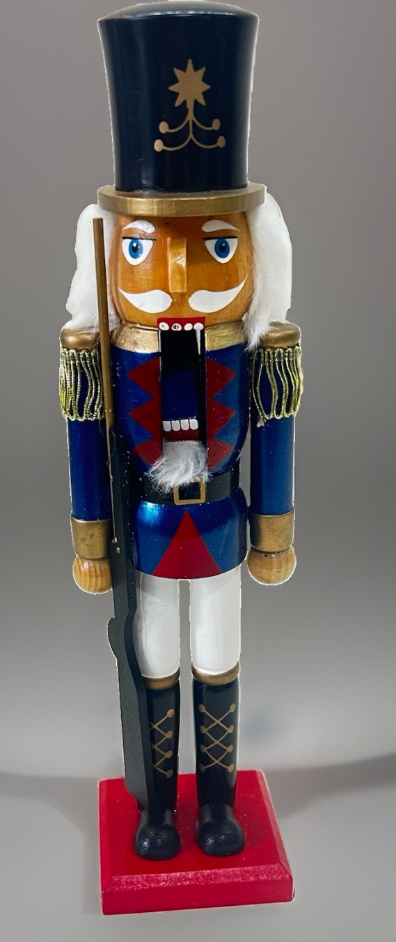 Nutcracker Wood Soldier 15” Blue Coat Soldier W/ Rifle Holiday Decor Decoration