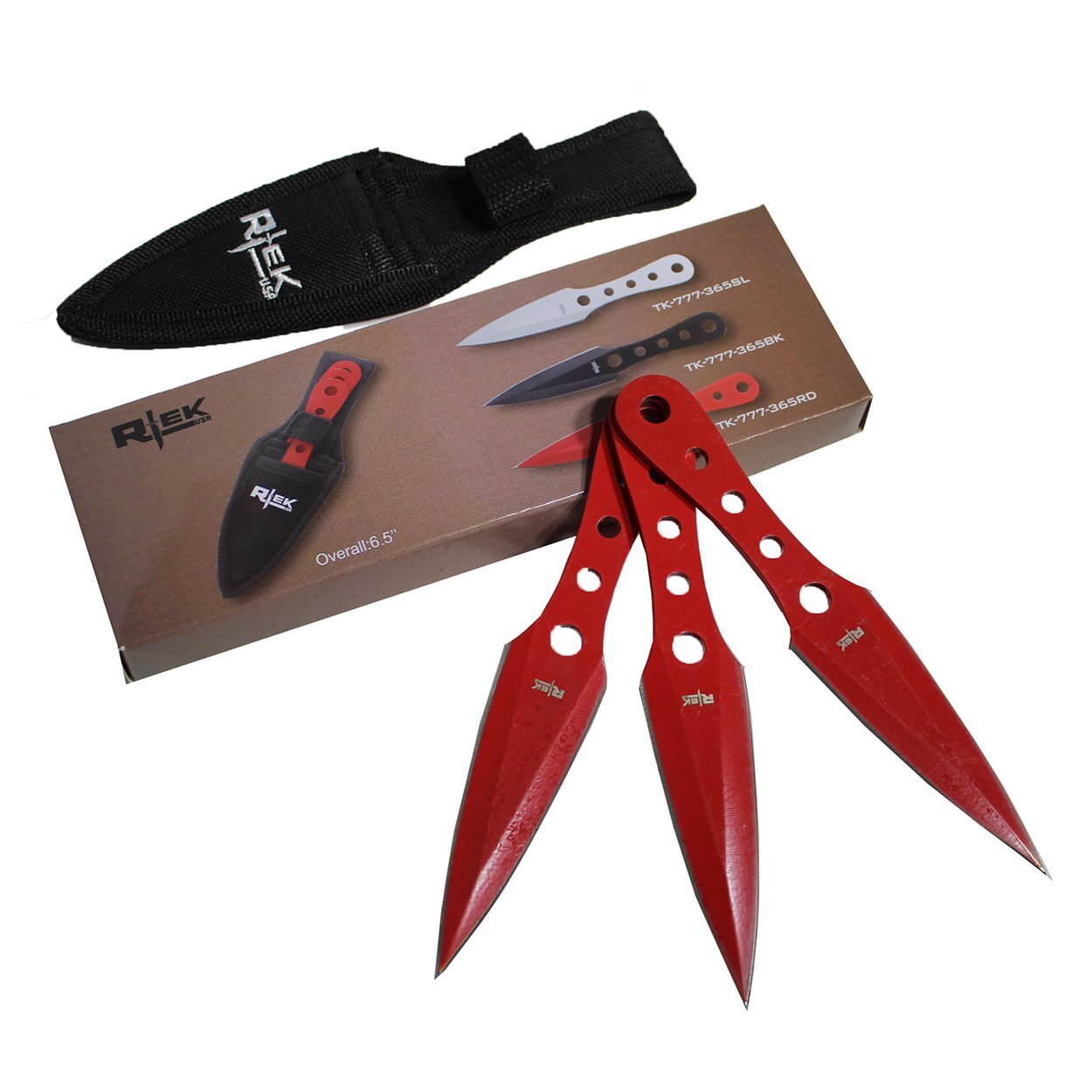 3 PC Tactical 6.5″ Throwing Knife Set Metal Kunai Hunter Set Target Knives Red