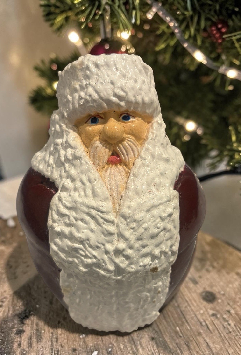 4” Hand Painted Wood Santa Made In The Philippines “Rare” Old Fashioned Wooden