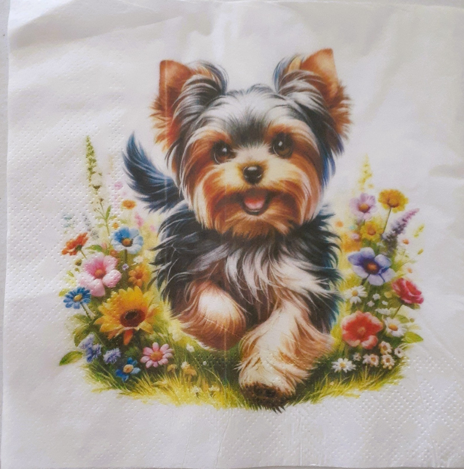 2 individual Paper Decoupage NAPKINS – YORKIE DOG ANIMAL 1 MOTIF