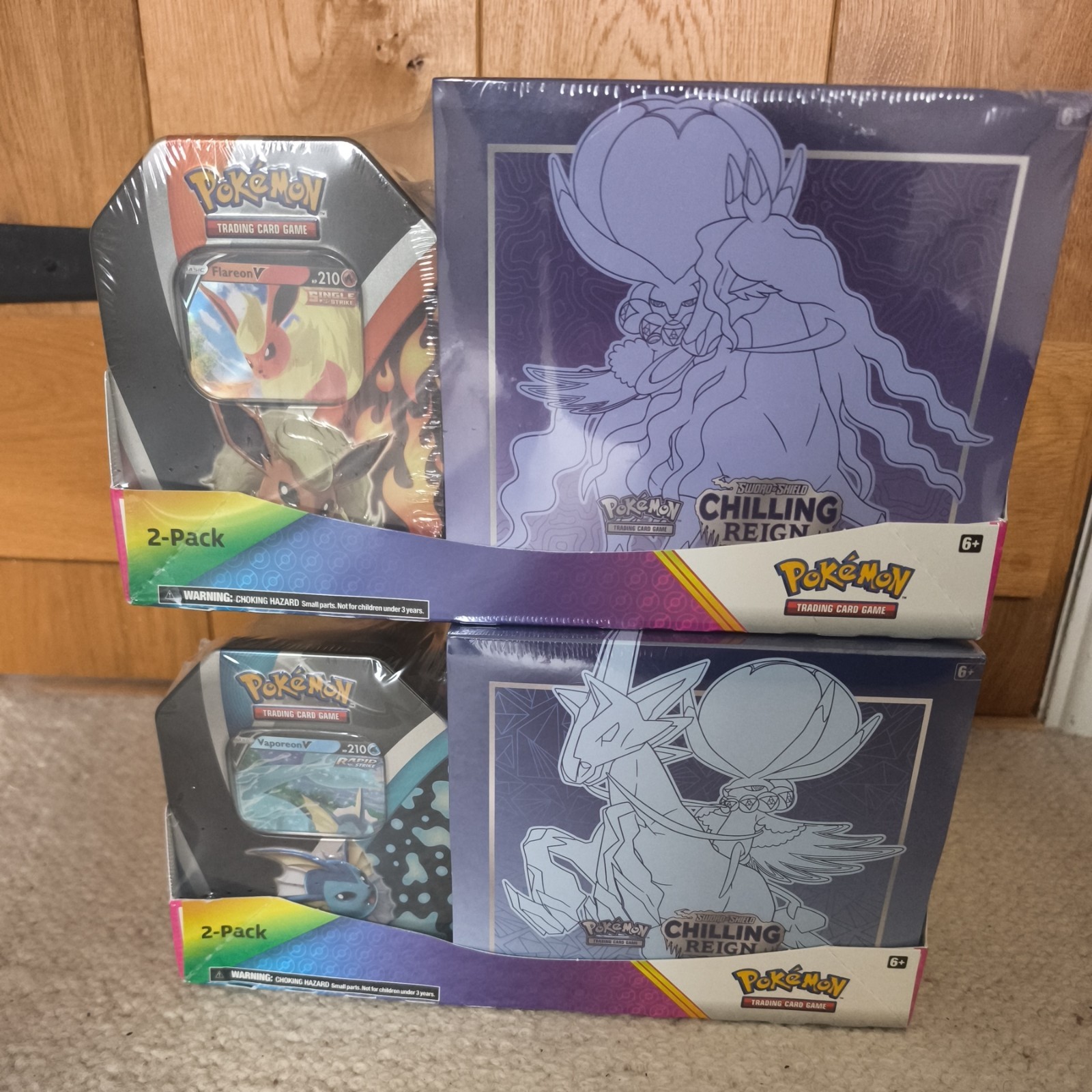 2x Pokemon TCG Costco Exclusive Chilling Reign ETB and Tin Sealed Evolving skies