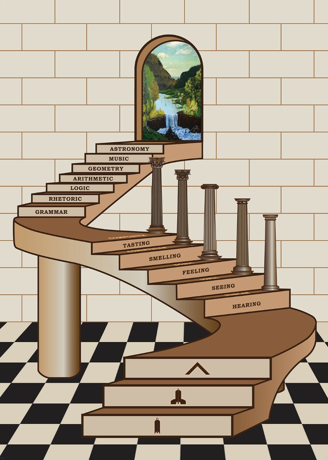 FELLOWCRAFT MASON- 2ND DEGREE – STAIRCASE TRACING BOARD / LECTURE PROP