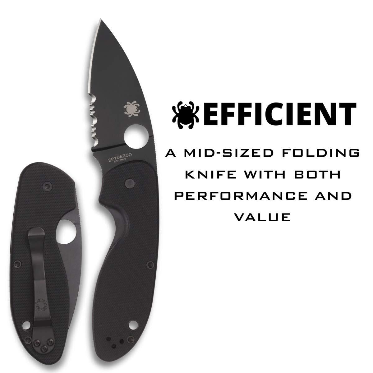 Spyderco Efficient Numbered, with 2.98″ Drop-Point Black Blade, C216GPSBBK
